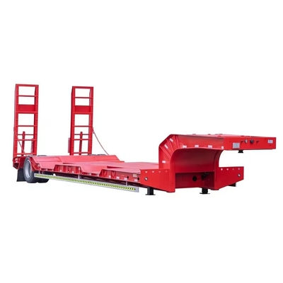 4 eixos de aço de cama baixa Semi-reboque para 80 T 120 T Lowboy Gose-Neck Truck Reboque