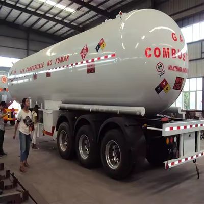 Caminhão de transporte de tanques de gás de gás liquefeito de gás liquefeito de 3 eixos Semi-reboque com material de aço