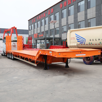 50T Capacidade de carga 3 4 eixo de cama baixa carregador de pescoço de galinha Lowboy Semi camião trailer com 1