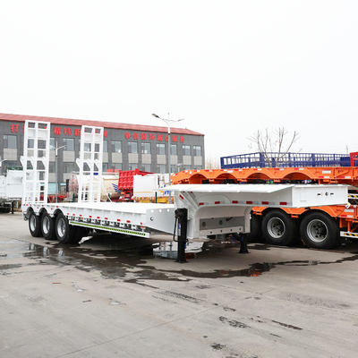 50T Capacidade de carga 3 4 eixo de cama baixa carregador de pescoço de galinha Lowboy Semi camião trailer com 1