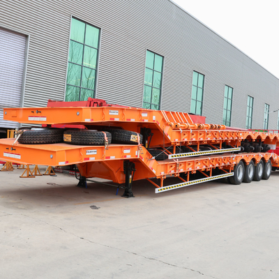 Reboque de carga baixa de transporte de peso pesado de 80 toneladas com banda de rodagem de 2240 mm e 4 eixos