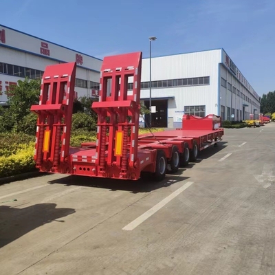 4 eixos de aço de cama baixa Semi-reboque para 80 T 120 T Lowboy Gose-Neck Truck Reboque