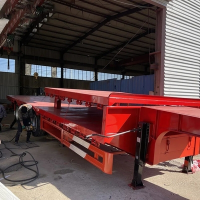 4 eixos de aço de cama baixa Semi-reboque para 80 T 120 T Lowboy Gose-Neck Truck Reboque