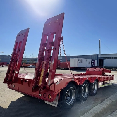 4 eixos de aço de cama baixa Semi-reboque para 80 T 120 T Lowboy Gose-Neck Truck Reboque