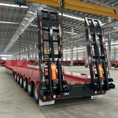 Semi-reboque de 40 FT 3 eixos com suspensão de mola de folha de baixo leito para capacidade de carga de 80 toneladas